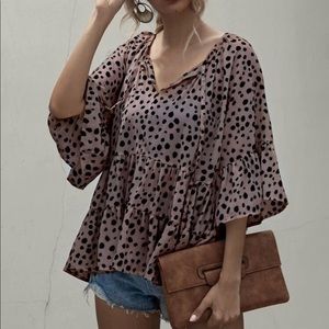 SHEIN Ruffle Blouse Dusty Pink